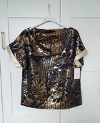 Bluzka czarna w złote kwiaty New Collection roz L/XL