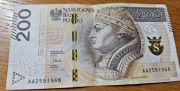 Banknot obiegowy 200zl seria AA
