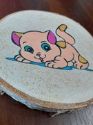 .Plaster drewna dekoracyjny, obrazek.  Kotek. 