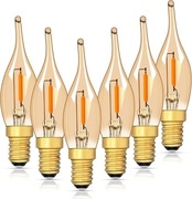 6 sztuk - Żarówka LED E14 świeczka vintage 0,7W 2200K bursztynowa