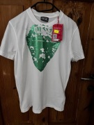 Biały t-shirt z zielonym sercem rozmiar S