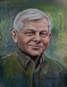 Zbigniew Herbert PORTRET pastel na papierze czerpanym w passe-partout.  