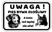 Tabliczka informacyjna uwaga pies grawer laserowy 