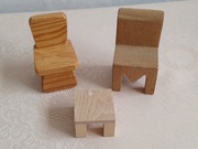 Stare drewniane miniaturki krzeseł i stolika - Dollhouse