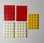 Lego 3032 płytka 4x6 mix - 5 sztuk !