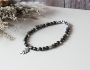 Bransoletka AUTUMN LEAF z kamieni -  jaspis smoczy i liść - rękodzieło