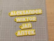 Brelok z Imieniem Personalizowany DRUK 3D Kolory