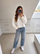 Biała bluza oversize z ozdobnymi rękawami Shein rozmiar M 38