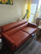 Sofa skórzana z dwoma fotelami skórzanymi 