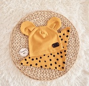 #handmadr śliczny jesienny komplet z uszkami czapka + chustka 6 miesięcy 