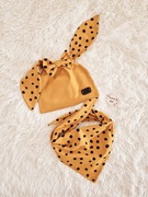 #handmade śliczny jesienny komplecik "zajączek " czapka+ chustka 5-8 lat