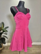 Różowa sukienka gorsetowa mini 36 S rozkloszowana princessa imprezowa