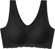 Bezszwowy biustonosz top z elegancką koronką 70A - 75A czarny