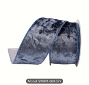 Wstążka welurowa dl 9m, szer 63mm, przygaszony błękit, 3rol