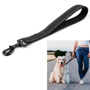 Krótki smycz dla psa treningowy mocny 33 cm czarny odblaskowy