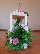 Lampion stroik kompozycja florystyczna.