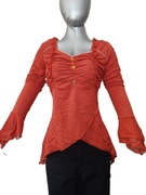 Efektowna bluzka z ozdobnym przodem, styl boho r. M bawełna+Lykra