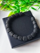 Bransoletka męska - lawa wulkaniczna, hematyt 