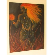 Duch ognia archon, akt fantasy, obraz akryl na płótnie 60x80