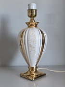 Elegancka Ceramiczna Lampa Stołowa Nizza – Vintage Gold & White