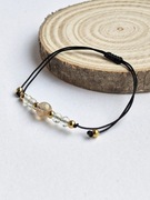 Bransoletka Naturalne Kamienie Cytryn Hematyt Złoty Czarna Regulowana