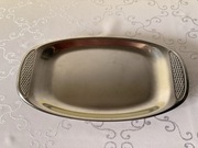 Taca do serwowania metalowa chromowana 37 cm Vintage Klasyczna z uchwytami