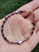 Kamienie bransoletka różaniec krzyżyk srebro  925