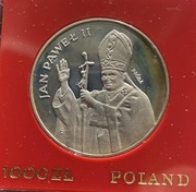 1000 zł 1982 próba Jan Paweł II  Ag 750  