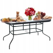 Stół ogrodowy szklany duży metalowy meble ogrodowe na taras balkon 140x80