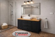 ŁAZIENKA KOMODA Londyn (2D-3s) Czarny MAT Blat Dąb Natural PRODUCENT BEKAS