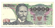 BANKNOT 10000 ZŁ S. WYSPIAŃSKI z 1988 r Nr CU 6109133