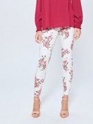 MOHITO SPODENIE JEANSOWE JEANSY BIAŁE W KWIATY RÓŻOWE KWIATKI 36