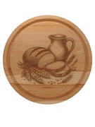 DESKA DO KROJENIA DREWNIANA BUKOWA OLEJOWANA OKRĄGŁA 25 CM CHLEB I MLEKO