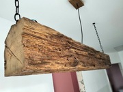 Drewniana wisząca lampa Led, dębowa stara,belka w stylu retro, loft