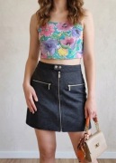 Czarna spódnica mini z zamkami Sinsay XS