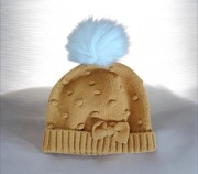 Piękna czapeczka na wiosnę jesień dla maluszka z pomponem na 3-6 miesi