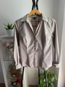 Koszula w paski w kolorze taupe elegancka minimalistyczna