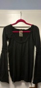 Bluza damska, czarna, długa, luźna, na wiele okazji, rozmiar s