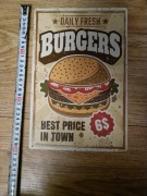 Metalowa tabliczka burgers burger PRL 