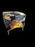 Pufa kostka kwiaty złote nogi nowa 