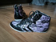 Hummel Bianco sneakersy damskie 38 czarne fiolet ozdobne kwiaty wysokie