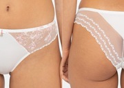 Figi brazyliany Samanta Daniela M300 r. S, białe, haft w kwiaty, majtki