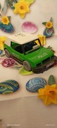 Vintage Playmobil Police Car – Zielony i Biały z Figurką Policjanta