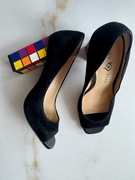 Katy Perry czarne buty na kwadratowym obcasie czółenka kostka Rubika 38, 5