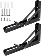 2 x wspornik półki kątownik zawias pod półkę uchwyt składany czarny 30 cm 