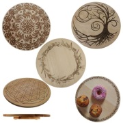 Okrągła Deska do Serwowania Obrotowa Drewniana Patera (Średnica 40 cm)