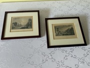 Antyczne Miedzioryty XIX Wiek Komplet 2 szt. | Wenecja , Canaletto + Ruiny