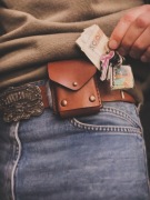 Skórzana kieszonka EDC na pasek, ręcznie wykonany  ze skóry naturalnej