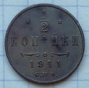 0708 Rosja 1/2 kopiejki 1911 ładna 
