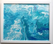 Obraz ręcznie malowany „Błękitna abstrakcja” akryl 50x40 cm